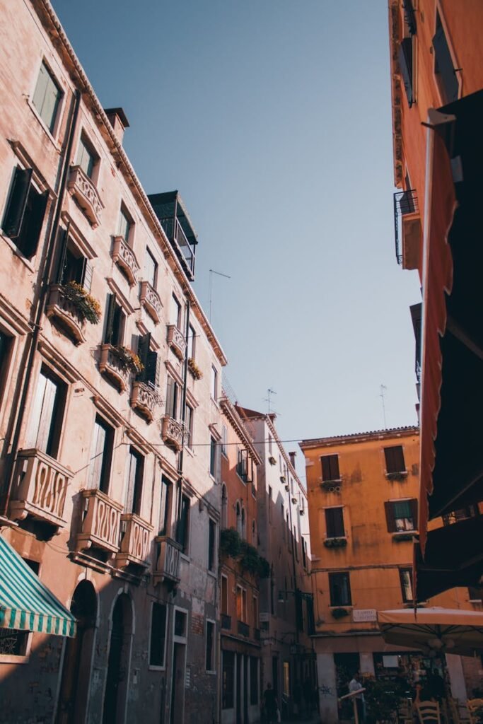 A photo of an alleyway in venice